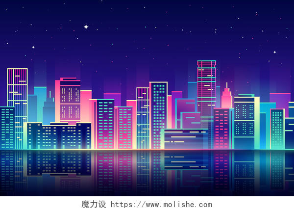 艳丽的城市夜景图